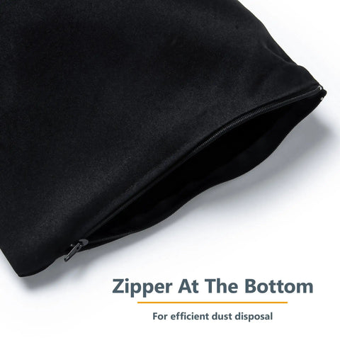 Universal Table Saw Dust Collection Bag Fits Two And Half Inch Dust Ports showing zipper at the bottom for dust disposal