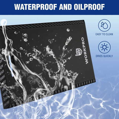 Extra Thick Kneeling Pad Black For Knee Pain Relief, Ultra Comfort 1.2 Inch Foam, waterproof design showcased with water splash