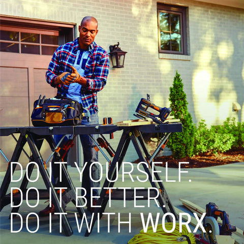 Person working outdoors with tools, including 4V Cordless Screwdriver With Three Speed Settings, Compact Handy Grip Design.