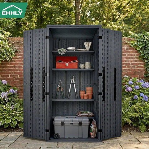Heavy Duty Tall Outdoor Storage Cabinet 28 Cu Ft Garage Organizer With 4 Adjustable Shelves Lockable Double Doors