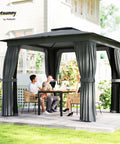 10X10 Outdoor Gazebo With Double Roof For Extra Shade And Ventilation Curtains And Mesh Netting For Bug Free Relaxation