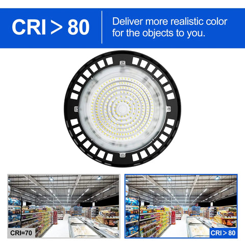 High Bay LED Shop Light 150W, 150 Lumens Per Watt Bright Industrial Ceiling Light, CRI Greater Than 80, UGR Under 22