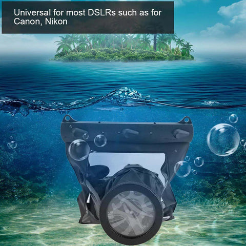 Fully Sealed DSLR Camera Housing With Anti Shock Design For 20 Meter Underwater Depth showing in use underwater