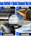Badass 4800 PSI Electric Pressure Washer with 4 Quick Connect Nozzles and Foam Cannon shown with varied nozzle tips for cleaning.