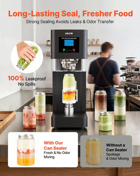 Commercial Auto Can Sealer Machine With One Touch Operation Works Like A Charm To Secure Aluminum Cans Airtight Lock In Crisp Taste And Keep Drinks Ice Cold Solid Heavy Duty Workhorse Unit in kitchen setting sealing jars.