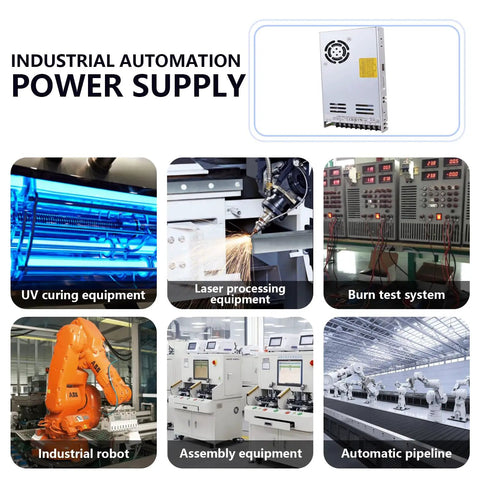 Industrial 24 volt 350 watt switching power supply for automation, powering UV curing, laser equipment, and robotics.
