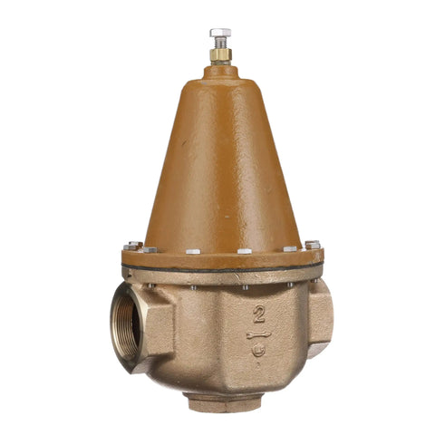 Heavy Duty Lead Free Cast Iron Water Pressure Reducing Valve Npt 2 Inch Threading from a side angle for use in homes and commercial spots.