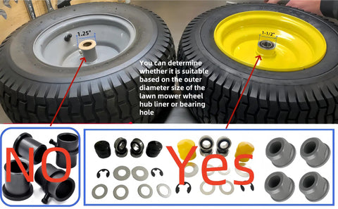 Front Wheel Bushing To Bearing Conversion Kit For Craftsman Lawn Tractors LT2000 And LGT2654 8 Piece Set with bearings and washers, 1.25 in and 1-1/2 in wheel hubs