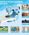 Straight Up Hassle Free Compact Mini Sewing Machine With Dual Speed Options Bright Led Lamp Extension Table And Slick All In One Beginner Kit For Diy Fabrics showing versatile design for sewing clothes and crafts.