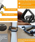 Heavy Duty Phosphate Strapping Buckle Set For Three Quarter Inch Woven Cord Strapping Tape Anti Slip Coating For Maximum Grip
