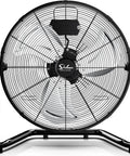Front view of Industrial Floor Fan 18 Inch With Heavy Duty Metal Construction, 3 Speed High Velocity Airflow Up To 4012 CFM, Black