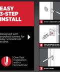 Easy 3-step installation guide for Keyed Front Door Knob And Deadbolt Set With SmartKey Rekey, Polished Brass Exterior Entry Kit.