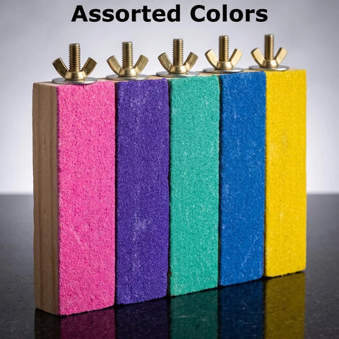 Top Shelf Solid Wood Bird Cage Perch Stand 2 Pack With Quartz Sand Coating For No Sweat Beak Grinding And Claw Filing Easy Self Grooming Platform For Happy Feathered Friends At Home Today in assorted colors.