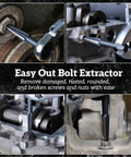 Bolt Extractor Kit 10 Piece Set With Left Hand Drill Bits And HSS M2 Steel Drill Bits Reverse Drill Bit And Bolt Extractor in use