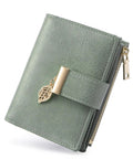 Compact Womens Wallet RFID Blocking Vegan Leather Bifold Card Holder For Women With 10 Card Slots 2 ID Windows Zipper Coin Pocket