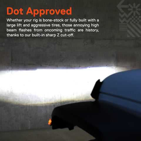 Jeep Wrangler JL JLU Gladiator JT 9 Inch Round LED Headlights Upgrade beam pattern on wall, DOT approved