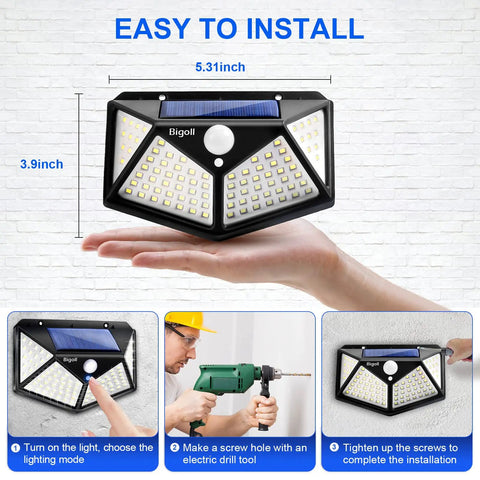 Dope Solar Outdoor Lights 6 Pack With Motion Sensor IP65 Waterproof 100 LED 3 Modes wall mounting instructions