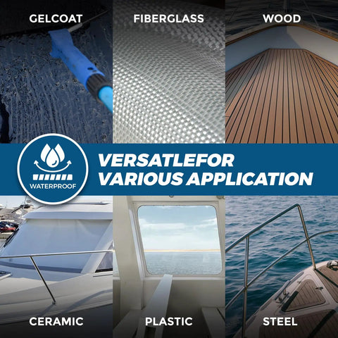 Fast Cure Marine Adhesive Sealant For Boats, Hulls, Decks, Ponds And RVs That Sticks Like A Boss, UV Resistant, Water Based