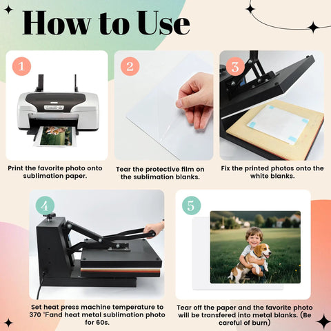 How-to guide for using Dope 20 Pack 4x6 Inch Aluminum Sublimation Photo Blanks For DIY Wall Signs And Decor Ultra Thin 0.45mm Metal Photo Panels