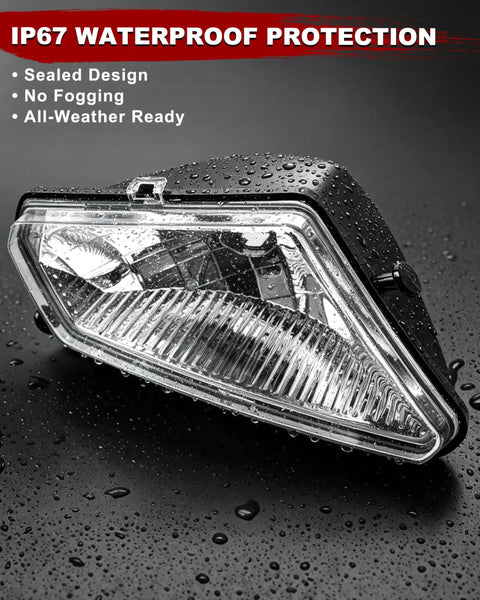 Headlight Housing Front Left And Right For Polaris Sportsman 500 2005-2010 with water droplets, clear lens, anti-fog design