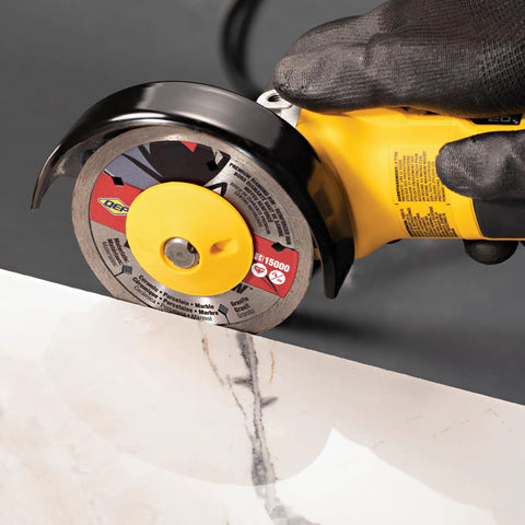 Heavy Duty Grinder Flange Nut For Tile Mitering, Plastic Grind Shield With 5/8-11 Thread Arbor For Angle Grinders in use on tile