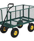 Heavy Duty Steel Garden Cart With 550 Pound Capacity, 10 Inch Wheels, Removable Sides, 180 Degree Rotating Handle, Farm And Yard Push Wagon