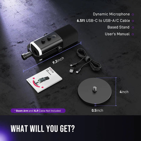 USB And XLR Dynamic Microphone For Podcast Recording And Streaming On PC And Gaming With Mute Button Headphones Jack RGB Light