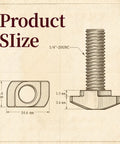 Technical drawing of Drop-In T-Slot Bolts Hardware Kit With 60 Pieces, Knobs And Washers For T-Track Aluminum Jigs And Fixtures