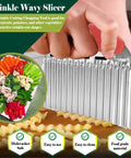 FANTEXY stainless steel crinkle cutter with red handle, for slicing potatoes into crinkle-cut fries
