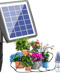 Solar Drip Irrigation Kit For Auto Plant Watering, 49Ft System With Anti Siphon Valve watering 15 potted plants.