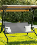 Thick 600D Oxford Waterproof Swing Seat Cover Replacement for 3 Seat Outdoor Patio Garden Benches Cushions Protection Gray.