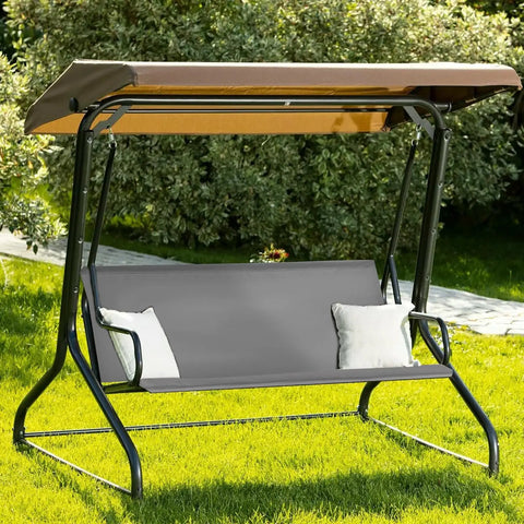 Thick 600D Oxford Waterproof Swing Seat Cover Replacement for 3 Seat Outdoor Patio Garden Benches Cushions Protection Gray.