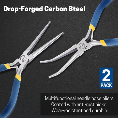 6 Inch Mini Needle Nose Pliers With Comfort Grip For Handmade Jewelry Crafting 2 Pack Long Nose Pliers Set For DIY Projects