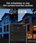 Phone app scheduling for Lily Outdoor Smart Spotlight Base Kit Three Pack With White And Color Ambiance LED Walkway Lights.
