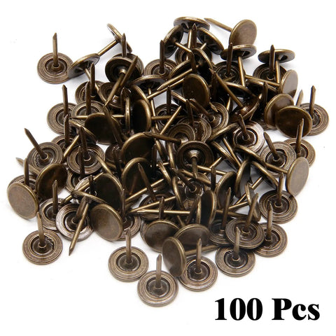 Prime Bronze Flat Head Thumb Tacks For Maps Photos And Wall Boards Rust Proof Sturdy Iron Core With Slick Protective Layer Total 100 Pack assortment.
