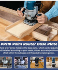 Top Tier Palm Router Subbase Base Plate Secured With Heavy Duty Screws For Bosch And DeWalt Users featuring adjustable screw holes for precision.
