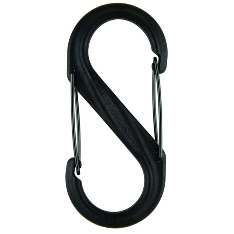 Dual Gate S Shaped Plastic Carabiner With Two Clips For Keys And Gear Glass Filled Nylon