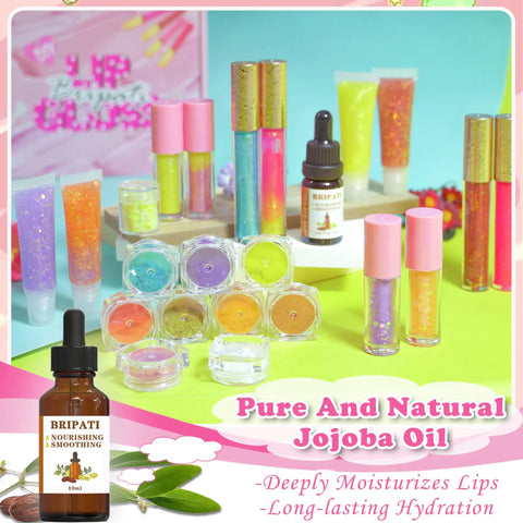 All Inclusive Lip Gloss Making Kit For Beginners with DIY Lip Gloss Set including base, empty tubes, pigments, oils, glitter, tools