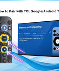Universal Voice Control Remote With Motion Backlit And Bluetooth For Google TV Android TV Fire TV And More Converts Infrared To Hands Free Control For Modern Smart Televisions pairing instructions screen with TCL device