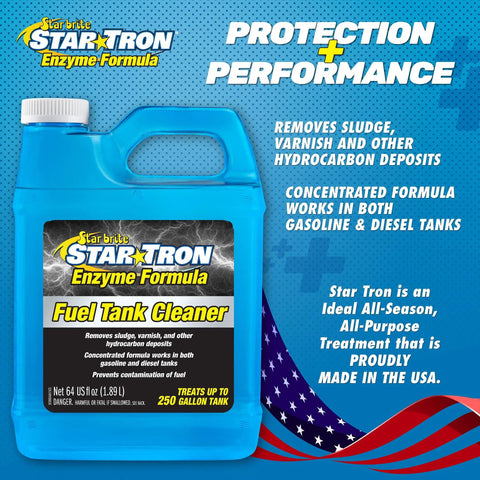 Fuel Tank Cleaner Enzyme Formula That Cleans Sludge Varnish And Deposits, Brings Back Performance On Old Stale Gas And Diesel bottle