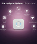 Bluetooth 9ft Lightstrip Starter Kit With Hub For Hue Lighting, features of Hue Hub displayed on a purple background