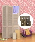 Iron Door Hinges Set For Cabinets And Glass Doors Retro Style Screen Hinges, close-up with pink floral background.