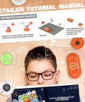 Hands On Electronics Kit For Kids Aged Five To Seven With Sixteen Circuit Parts And Over Four Hundred Forty Projects Including Infrared Sensor Module Hand Crank Generator RGB Light Module And Flying Saucer Accessories STEM Toys Curious Young Minds manual page with circuit diagrams