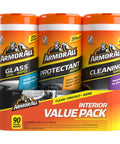 Interior Car Care Value Pack With 90 Count Wipes Including Auto Glass Cleaner Cleaning Wipes And Protectant Wipes In Canisters