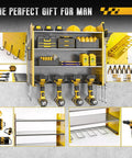 Tool Organizer Wall Mount With Charging Station, 4 Tier Garage Storage Rack With Cordless Drill Holders And Side Hooks