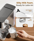 Semi Automatic Espresso Machine With 20 Bar Pressure And Built In Activated Carbon Water Filter Cutting Chlorine For A Crystal Clear Flavor Kick Daily Morning Fuel Compact Countertop Setup with high-pressure steam for silky milk foam.