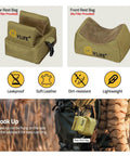 Lightweight Rifle Shooting Rest Tripod With Front And Rear Bench Bags for hunting, showing bags' design and backpack attachment