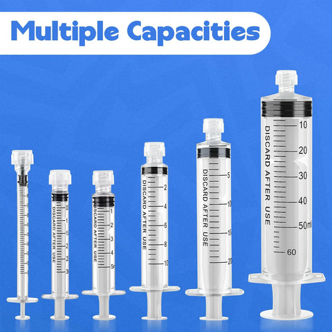 One mL Luer Lock Syringes Without Needle With Cap Pack Of 50 For Dope Precision In Labs Pet Care Crafts And Home Use Sterile Latex Free Safe Cap Seal Easy Squeeze And Clean Storage, multiple capacities