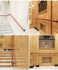 Natural Wooden Wall Mounted Porch Railing Adjustable Deck Handrail Heavy Duty Support For Kids And Seniors Non Slip Indoor Outdoor Grip No Sweat Install Top Shelf Quality, mounted on marble stairs.