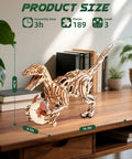 3D Velociraptor Wooden Puzzle Kit For Adults And Teens With 106 Pieces Realistic Gear Transmission System For Dynamic Two Legged Dino Build, 16.3in